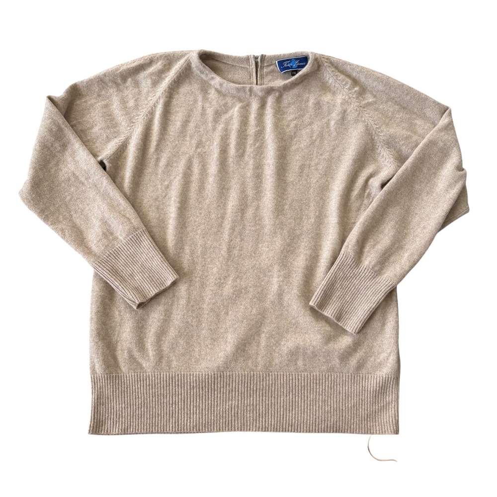 Tom James 100% Cashmere Sweater Womens 2XL Tan Pullover Quite Luxury Capsule